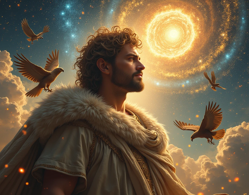 ((masterpiece)), ((Highest quality)), ((High resolution)), ((Highly detailed CG Unity 8k wallpaper)), Roman Emperor Constantine1The Great Emperor、Fluffy hair、Bright and sharp eyes、eyes like a lion、Leisurely Actions、Calm and Composed Expression、Aura of Majesty、neck as thick as a bull、Eagles and Hawks Are Fond of Him、Tarot Cards、Oracle Cards、『world』、In the Style of William Blake、Gustave Moreau's Painting Style、Ancient and Modern、輝く未来とhope、The Universe、Dazzling Light at the Galactic Center、Sagittarius Galactic Center、Flood of light、The colorful sparkle of gemstones、Lu Li Guangcai、Play-of-color effects、Paradise、Eden、Heavenly Jerusalem、Nostalgia、hope、永遠のhappiness、Genesis、Revelation、Alpha and omega、Healing、Longing and fulfillment、Everything is for the best、bless、Heavenly Purification、Bliss of All Things、happiness、Eternal Life、completely、perfection、Forgiveness、occultism、Symbolism、Primordial Happiness、peace of mind、reproduction、revival、魂のHealing、God's Plan、天使のbless、peace、joy、lotus、lily、Rose、Money、黄Money、The Edge of the Universe、The magnificent light of celestial bodies、Fantasy、like、Beauty、Digital Art、kind、慈like、mercy、wisdom、vitality、 Tree of Life、Tanaha、Christian Bible、revelation、Eternal happiness、万物への平和とhappinessと保護を祈る、大切で貴重なpeaceと元気と賢さ、pure land、