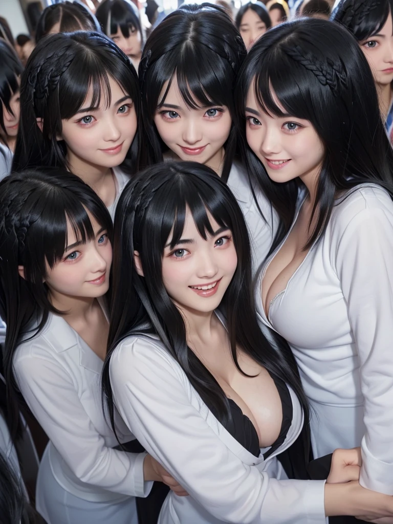 (Perfect Clone girls Photography Art), (16K, Highest quality, Ultra-high resolution, Unrealistic, A world of cloned girls multiplying, Real), (Japanese, Female college student, 20-year-old), (((((Small face, (((((Thick black hair, Semi-long hair)))))))))), ((Beautiful detailed girls, Accurate body structure, Very detailed body, ((((Big Breasts, J-Cup))), Emphasis on the fullness of a large chest))), ((Cute Smile, A gentle gaze)), (((((Happy laughter))))), (((((Very detailed, 1girl-cloning))))), (((100girls), (6+girls), multiple girls))), (((A very perfect depiction of a doppelganger))), (((Very detailed, Perfectly the same girl, The exact same smile, Perfect same hair, Perfect same clothes, Perfect same J-cup))), (((((clone girls only))))), ((10,000girls)), ((1,000,000girls)), ((1,000,000,000girls)), (hug, Chest to Chest, hug, sit), (Full cleavage, Pleasant conversation, Happy conversation, Staring at each other, spoil, Look next door, face to face, message), (1,000,000,000,000,000,000girls), (1,000,000,000,000,000,000,000,000,000girls), ((The sight of the ultimate super-crowded, Super dense, Super crowded)), (Soft Light, look up from below, (((((Extremely detailed ultra-perspective depiction))))))