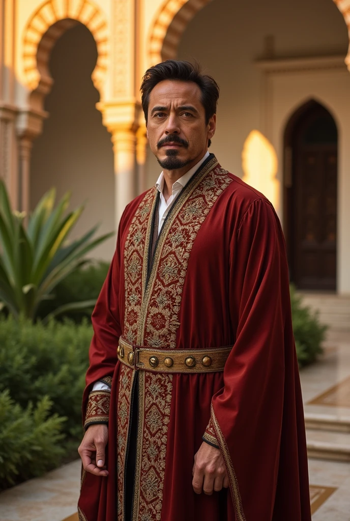 Generate a picture of Robert Downey as a muslim 