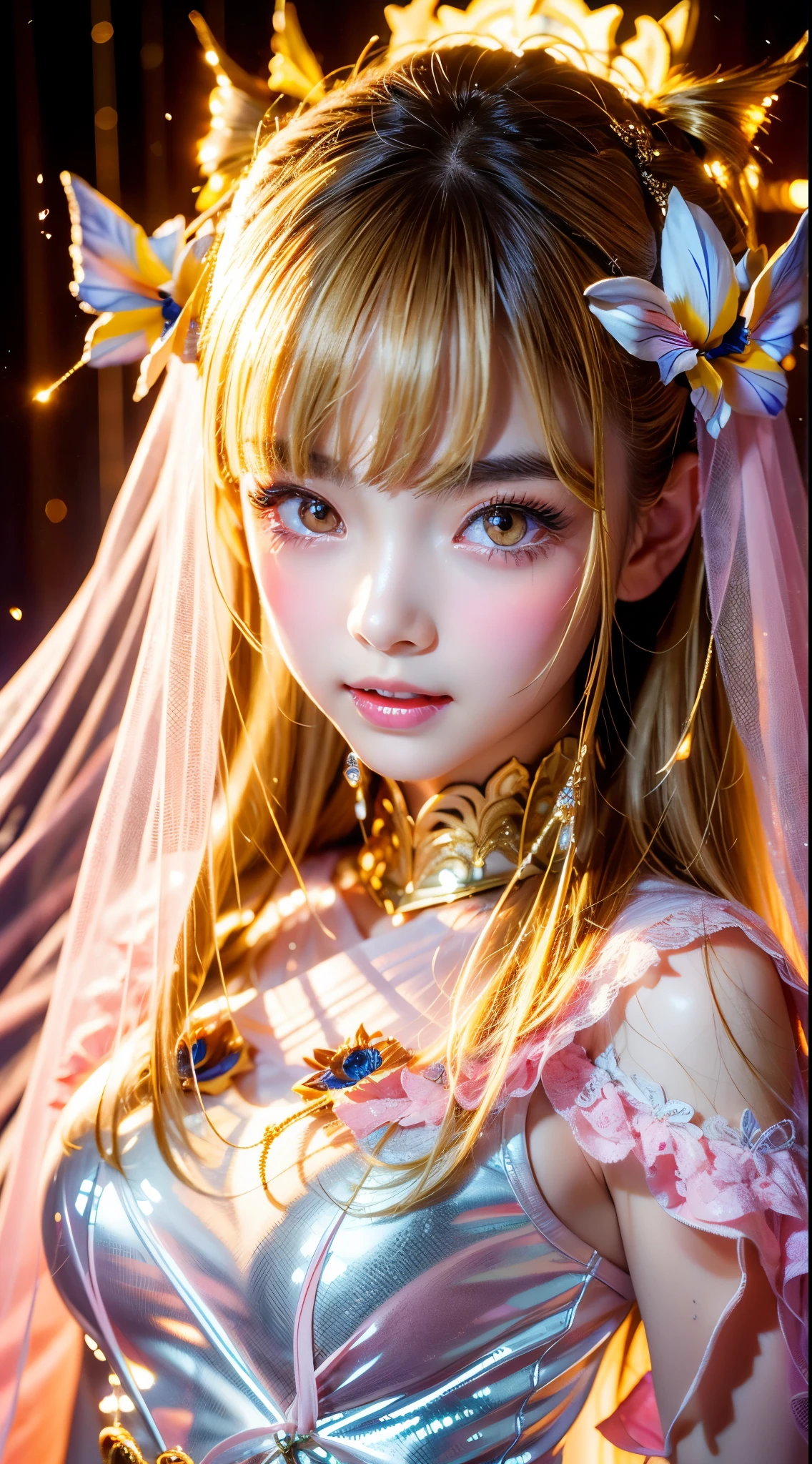 Butterfly, Brunette Girl, big Smile, Super beautiful sparkling eyes、Hanging from the ceiling with rough rope around his arms、Sweat、The rope bound her body、Wet body、Rough rope digging into 、A large amount of liquid flows out from the 、One leg is suspended above by a rough rope、Tied up with rope、Tightly bound、My hands are tied、Feet dangling from  (8k, Live Shooting, Highest quality, masterpiece: 1.4), Ultra-fine mesh, (Realism, Photorealistic: 1.48), masterpiece、最high quality、Super detailed、8k、Detailed light、Detailed Shadows、Raw、(Detailed skin)、(Realism: 1.2)、18 years old、Long Hair、White lace 、In the torrential rain, masterpiece, 最high quality, 超High resolution, (Realistic:1.4), Beautiful face in every detail, high qualityの衣類, Amazing European Women, Wearing a white tank top, very cute, Portraiture, 肌が柔らかくてPerfect Face、Perfect Face, Shoot your hair, 8k解像度,Super Realistic,Very detailed,high quality, (Small :1.5), Broad perspective, 
very cute, Silver Hair, Big smile, One girl, 1. Goddess Athena, The beautiful, flawless face of the goddess Athena, delicate yellow nightgown, Lots of  black lace detailing、Long sheer sequined nightgown, A beautiful pale red silk half veil, Legends of female saints, Icons of female saints, Beautiful goddess-like glitter, Dark and mysterious version, Vermilion lips, Plump red lips, ((口をclose:0.9)), Complete teeth, Symmetrical incisors, Bright white teeth, ((Angry face:0.8)), delicate and beautiful pino detailing, delicate and beautiful lip detail, (純粋でPerfect Face: 1.9), Female Eucharist, Round , 大きくてRound , Phoenix Brooch, Long, flat bangs, Long black hair, Beautiful, clear face and well-proportioned eyes, (Pale pink eyes with  irises: 1.8), (Big round eyes and makeup,  wet eye makeup, So beautiful、Careful hair and makeup, long and delicate blonde hair, delicate, Body image: 1.8), shape: Brilliant and, (The stars that make up the sky々: 1.7), (The Gate of Heaven and Imaginary Time and Space: 1.8), Imaginary art, RAW Photos, hanfu pictures, Best Photos, High resolution, 最high quality, Best Photos, Best Goddess Quality, 8k female, スーパー8シングル聖人Portraiture, The most true color scheme, masterpiece, Best Beauty Brands, Best Hair Jewelry, Brand real photo, Dark studio, Border Light, Two-tone lighting, (Rosy white skin: 1.4), (High skin detail: 1.1), 8k uhd, SLR, Soft Light, 8k, high quality, Frank, Smooth and sharp volume, 10x more pixels,  Goddess,  Goddess, (Background Space: 1.8), (The most beautiful aurora eye: 1.7), Beautiful Eyes, The aurora is beautiful and flower-like, (Beautiful single women: 1.8), (see here:0.8), close, Approaching the Goddess, 明確で非Realisticな, 