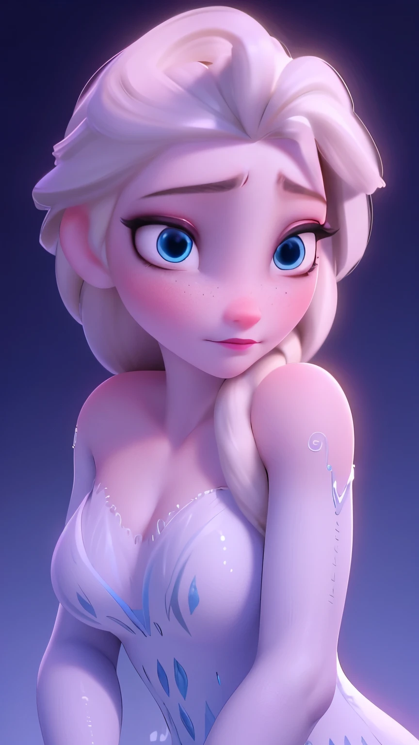Elsa, (perky breasts), (((small breasts))), smirk:1.2, beautiful blue eyes, (perfect iris’s), depth of colour to her eyes, blonde hair, long hair, braid, full lips, blush, naked, she is showing her vagina, depth of field, bokeh, (special attention to skin detail: 1.2), masterpiece, best quality, ultra-detailed, ultra-HD, photorealistic, cinematic, ((mid camera shot)), sensual pose, alluring, nipples:1.4, looking up at camera, closeup on her face, her cheeks are blushed, 22 years old, she is on her knees, eye contact:1.4, high angle:1.5, ((closeup on face)), perfect face, (((visible breasts))) bokeh everything other than her perfect face, location is Arendelle in winter, ice castle