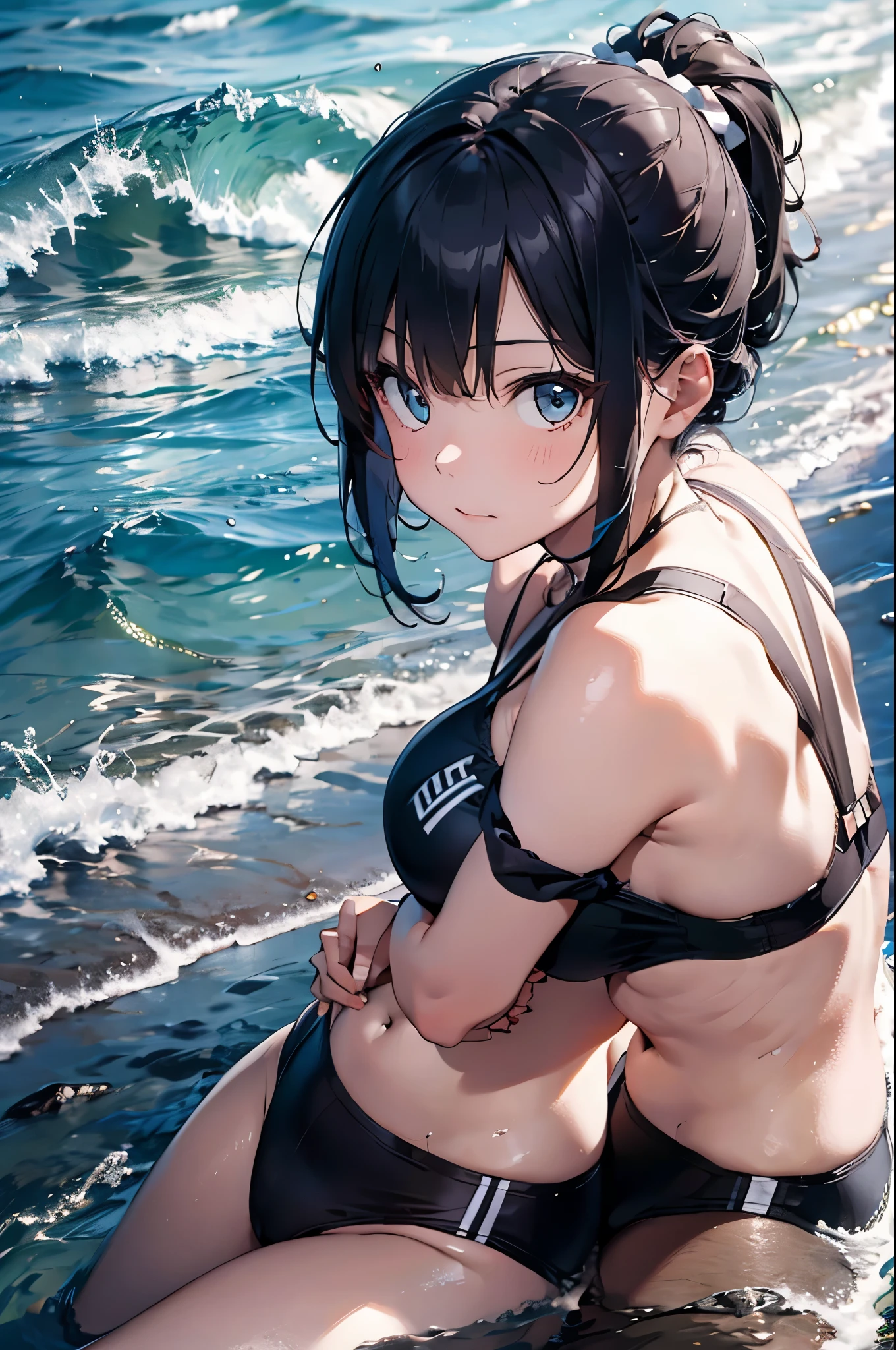 4K,8k,High resolution,
One beautiful young woman,Light blue hair、ponytail、
(Soft Saturation:1.3), (Fair skin:1.2),
(ultra-Detailed Background, Detailed Background), Bokeh,
break'Smiling portrait.,
When viewed from the front, The composition is symmetrical,
Looking straight at you with serious eyes,
break Swimwear, White Bikini, Center of chest,
Outdoor, Sea surface, null, sunlight,Summer beach, Sandy Beach,
Strong light, Front lighting,
(:1.3), (Cowboy Shot:1.2),
Front brake angle,
View your audience,
Dynamic pose,
sitting on the beach
Seaweed、Seaweed、Seaweed、Seaweed、Seaweed、Seaweed、Seaweed、