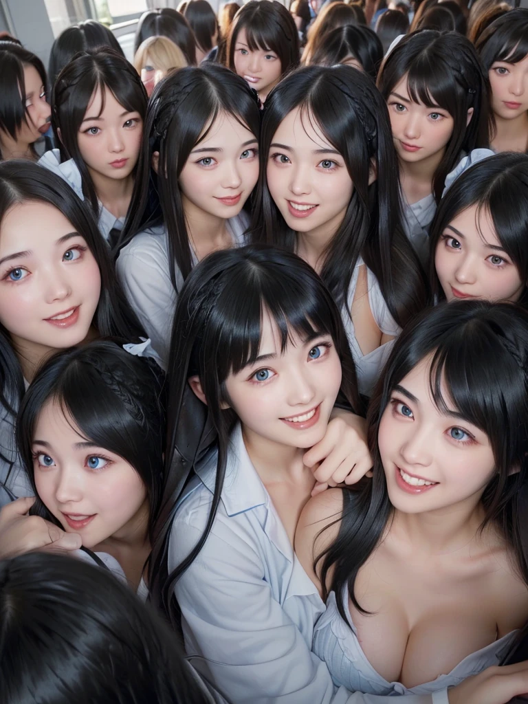 (Perfect Clone girls Photography Art), (16K, Highest quality, Ultra-high resolution, Unrealistic, A world of cloned girls multiplying, Real), (Japanese, Female college student, 20-year-old), (((((Small face, (((((Thick black hair, Semi-long hair)))))))))), ((Beautiful detailed girls, Accurate body structure, Very detailed body, ((((Big Breasts, J-Cup))), Emphasis on the fullness of a large chest))), ((Cute Smile, A gentle gaze)), (((((Happy laughter))))), (((((Very detailed, 1girl-cloning))))), (((100girls), (6+girls), multiple girls))), (((A very perfect depiction of a doppelganger))), (((Very detailed, Perfectly the same girl, The exact same smile, Perfect same hair, Perfect same clothes, Perfect same J-cup))), (((((clone girls only))))), ((10,000girls)), ((1,000,000girls)), ((1,000,000,000girls)), (hug, Chest to Chest, hug, sit), (Full cleavage, Pleasant conversation, Happy conversation, Staring at each other, spoil, Look next door, face to face, Daily conversation, Love story), (1,000,000,000,000,000,000girls), (1,000,000,000,000,000,000,000,000,000girls), ((The sight of the ultimate super-crowded, Super dense, Super crowded)), (Soft Light, look up from below, (((((Extremely detailed ultra-perspective depiction))))))