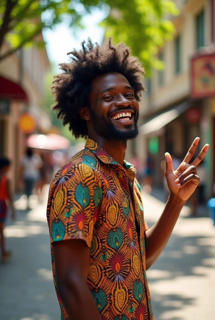 Afro man smiling