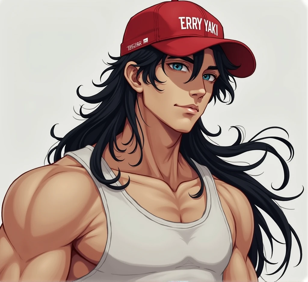 Human Male, long hair , wearing cap hat , Mechanical arm