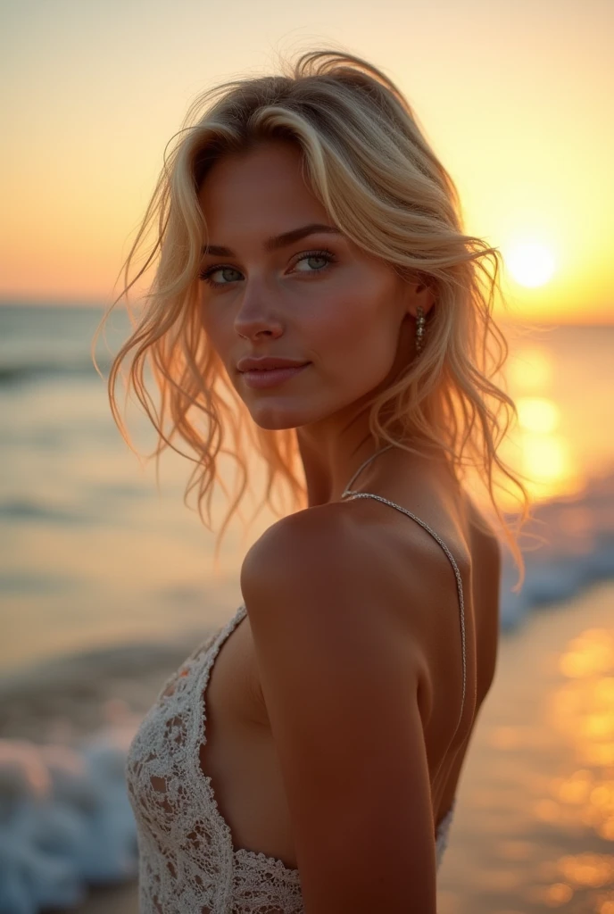 (work of art,the newest,Outstanding:1.2),1 blonde, blue eyes, naked, beachfront, big boobies