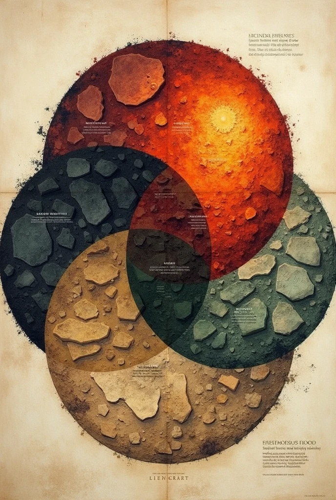 just a Venn diagram with a design of igneous, sedimentary and metamorphic rocks, 3 cricles