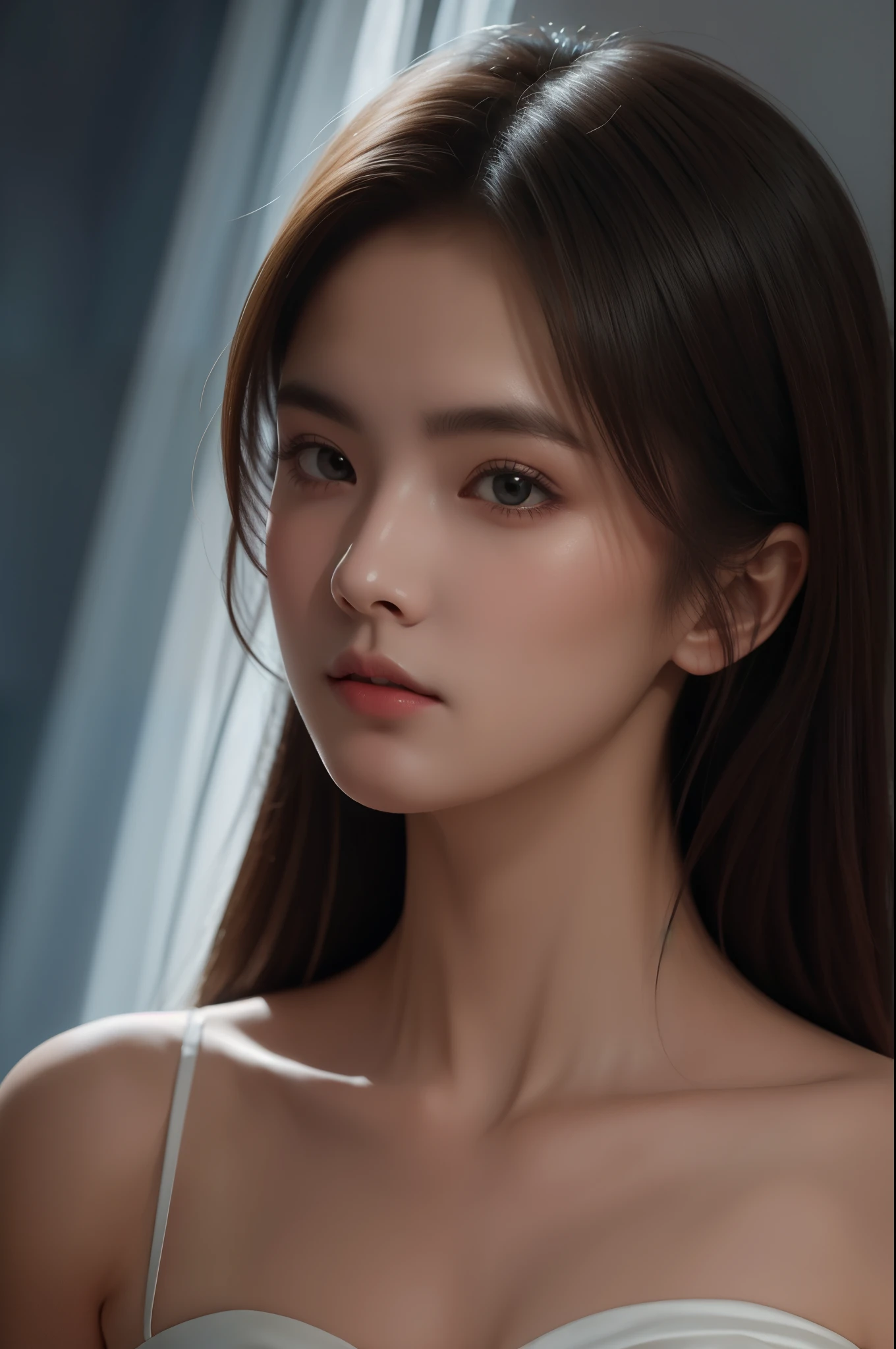 The portrait artwork of a beautiful girl with the theme of light and darkness, ultra-sharp CG at 16k resolution, a masterpiece, Excellent image quality, Very delicate), (Great light and shadow, Exquisite and beautiful), Really smooth skin, Bright face, Displaying near-perfect 18k quality, versatile, lovely.