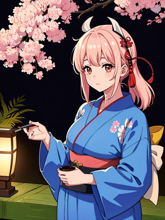 Girl in yukata watching the Gozan no Okuribi (Daimonji Yaki)