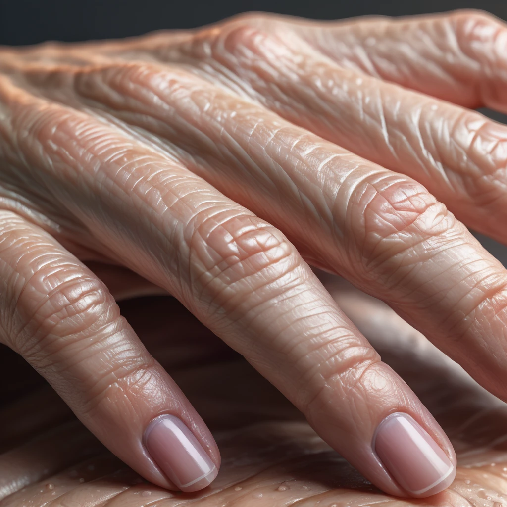 ((A close-up detailed portrait of a hand)), intricate veins, wrinkles, textured skin, delicate fingers, elegant gestures, (best quality,4k,8k,highres,masterpiece:1.2),ultra-detailed,(realistic,photorealistic,photo-realistic:1.37),HDR,UHD,studio lighting,ultra-fine painting,sharp focus,physically-based rendering,extreme detail description,professional,vivid colors,bokeh