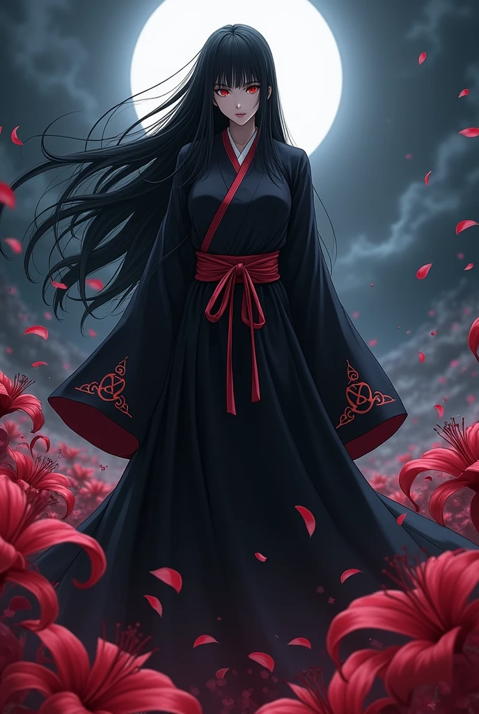 A female Shinigami from Bleach with her flower bankai activated