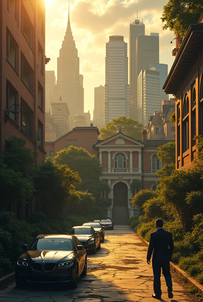 (photorealism:1.2), In a bustling city, there lived two men whose lives couldn’t have been more different. One was a rich man named Victor, who owned vast estates, luxury cars, and a wardrobe full of expensive clothes. The other was a poor man named Samuel, who barely made enough to feed his family, living in a small, run-down house on the outskirts of town.