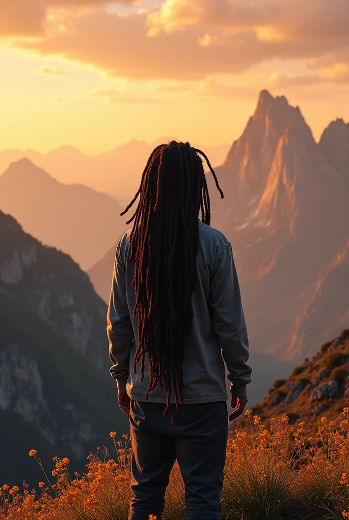 Dreadlocks siting on top of mountain