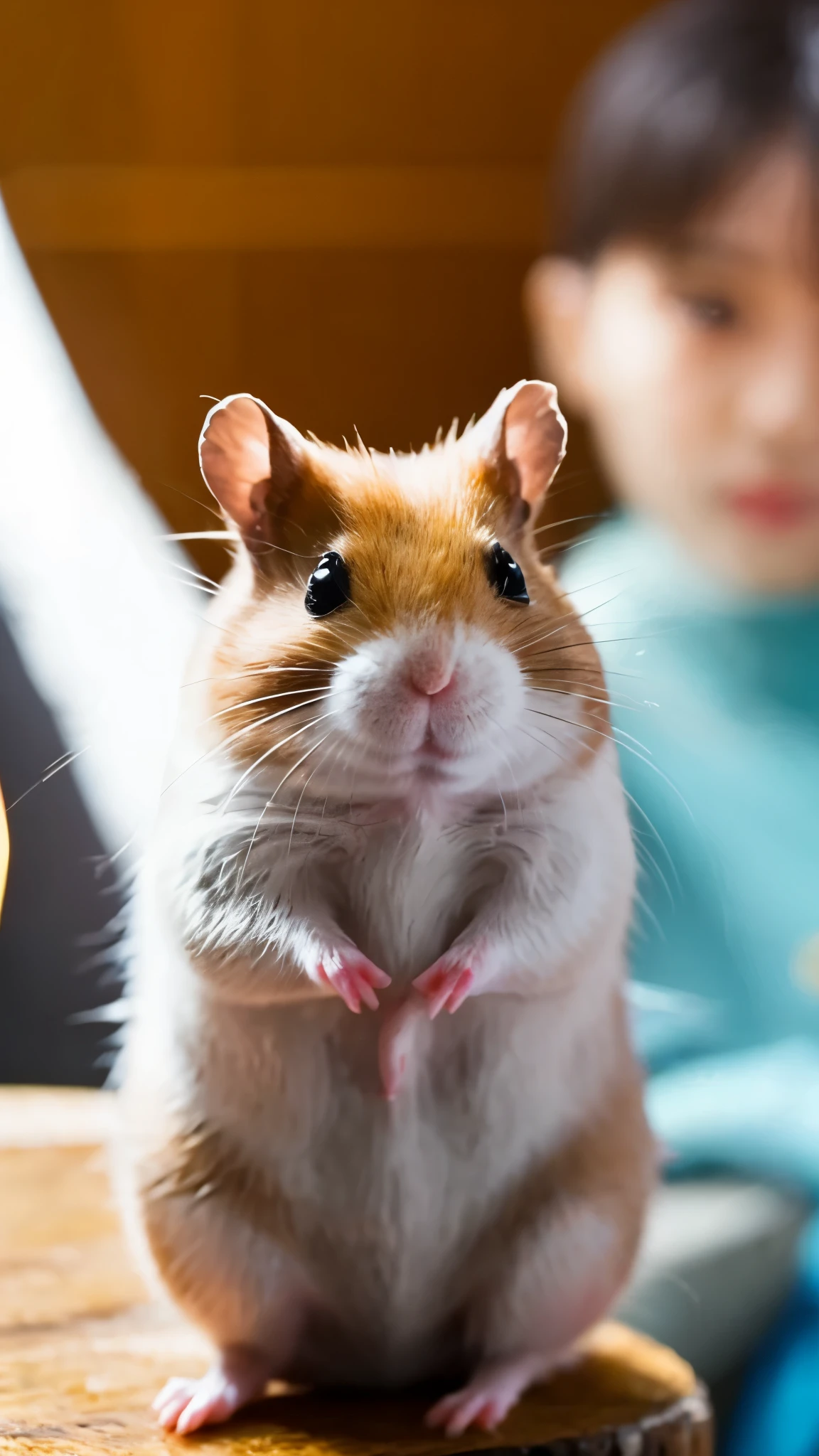 A real high quality photo a brown color standing hamster