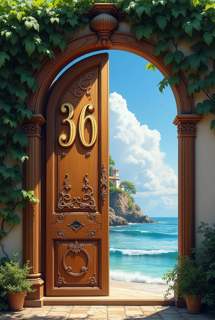 A large door with the number 36 and the words 'Welcome Whale'