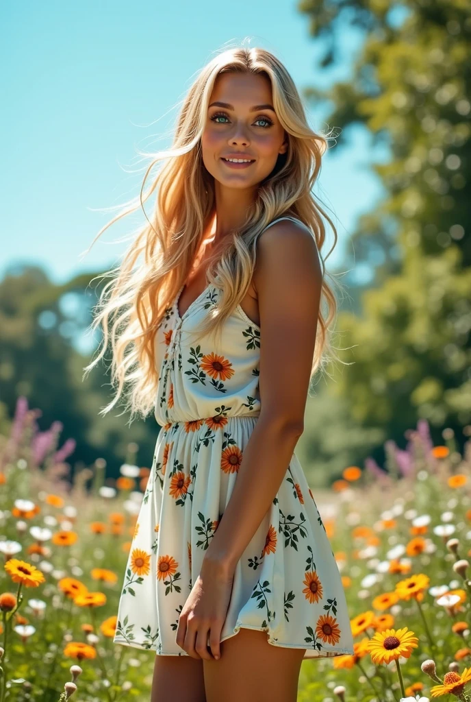 Young blonde with blue eyes, wide hips and thick legs.