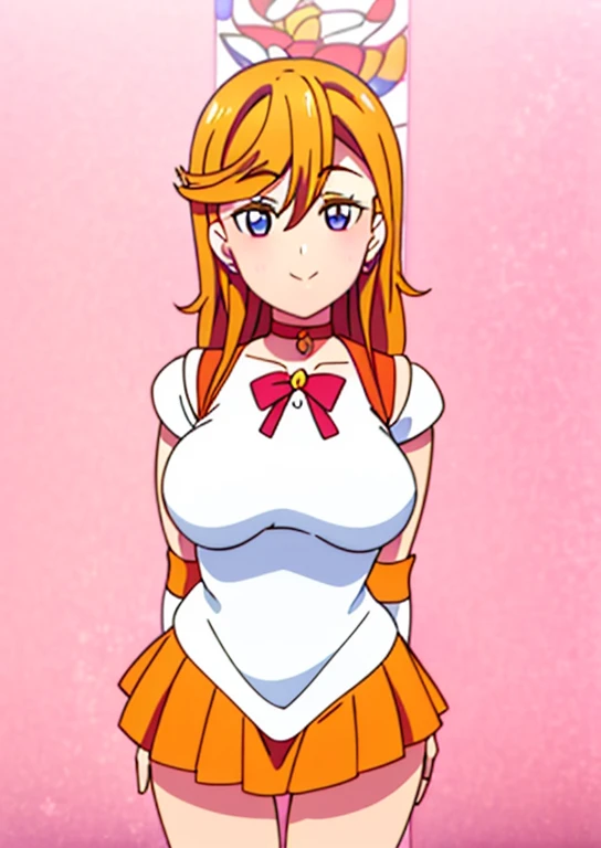 aino minako、Sailor Senshi Uniform、Anime Aunt、A milf、a matural female、older、age 40s、milf、orangechoker、gold choker、elbowgloves、sailorvenus、Very long blonde woman、Orange miniskirt、Gold miniskirt、 white glove、Orange sailor collar、Gold sailor collar、独奏、Woman with very large breasts, Red ribbons、White leotard、highleg、highleg leotard、white dress、purple bowtie、magical 、earrings、smile、heart_background、traditional_stocking、jewelry、circlet、Blue-eyed woman、looking_at_viewer、shiny、Half Up Hair、mature、rating:questionable、closed_mouth、pleatedskirt、wide-hips、cowboy_shot、impossible_clothes、bangs、shiny_skin、pink_background、Woman standing、eyebrows_ass visible_through_hair、shiny_hair、blush、rating:safe、bare legs、Bare shoulders、
