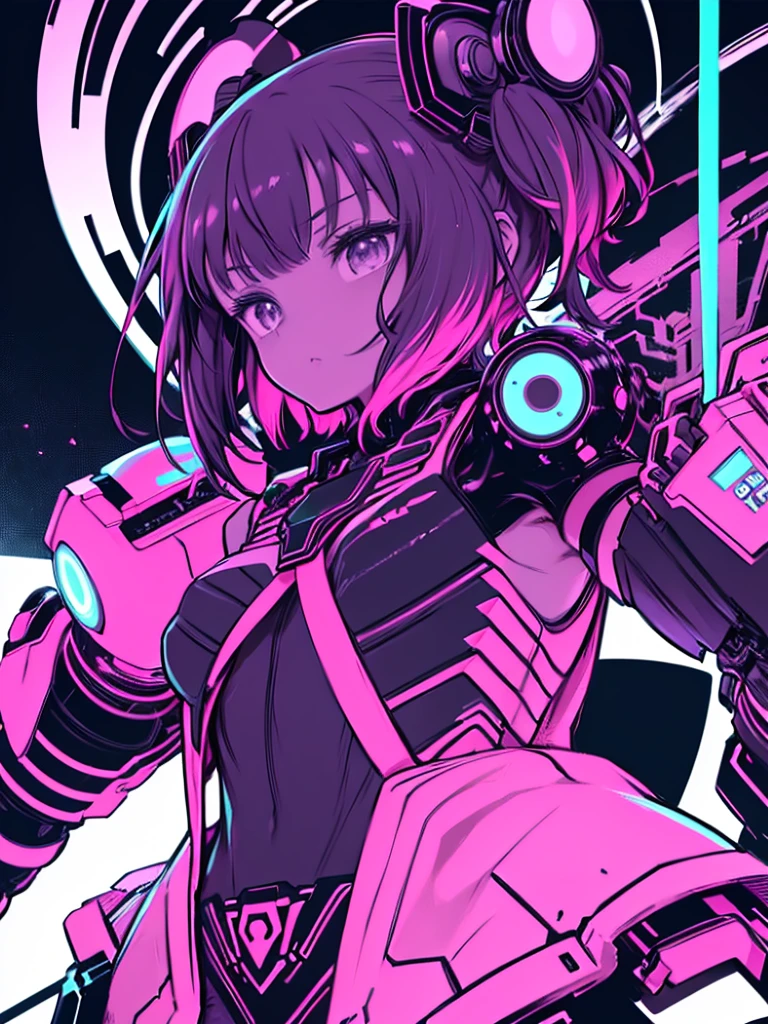 (high quality, 8k, 4K, High Contrast, masterpiece:1.2, 最high quality, Best aesthetics), (Dynamic Angle), ((1 female)), ((cyber punk)), ((Flat Color)), ((Colorful art)),Helmet,Riders jacket, Looking at the audience, Upper Body, Colored Background, High Contrast, Contrasting colors, Cowboy Shot,
