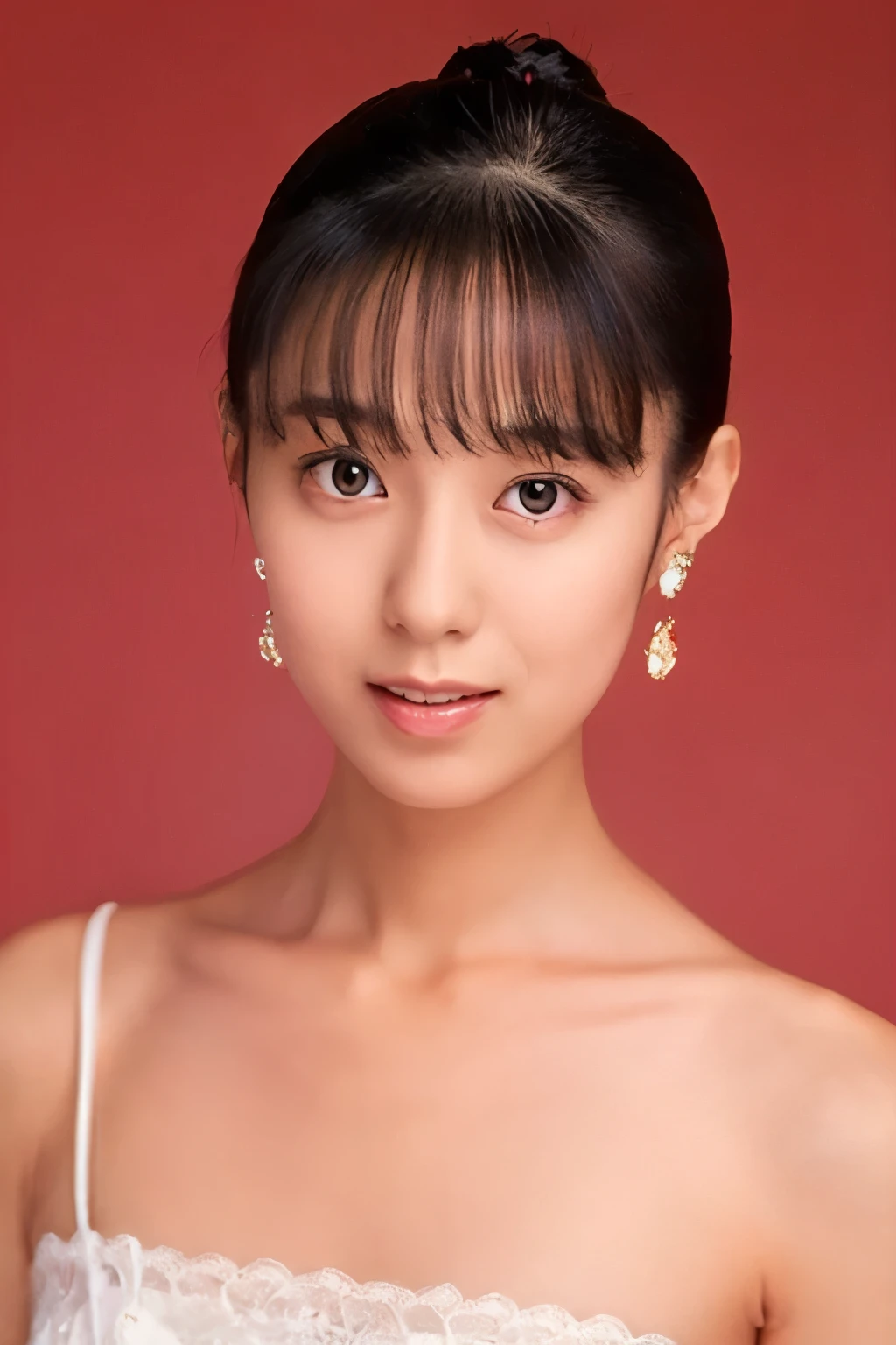 (High reality photograph, high resolusion), Skinny Japanese lady, 30 years old, cute face, detailed face, detailed eyes, various hair style, skinny figure, correct body anatomy, ((looking straight ahead)), facing the camera directly, single photo, a photo captured the best moment expressing the beauty and brains, ((with simple background))