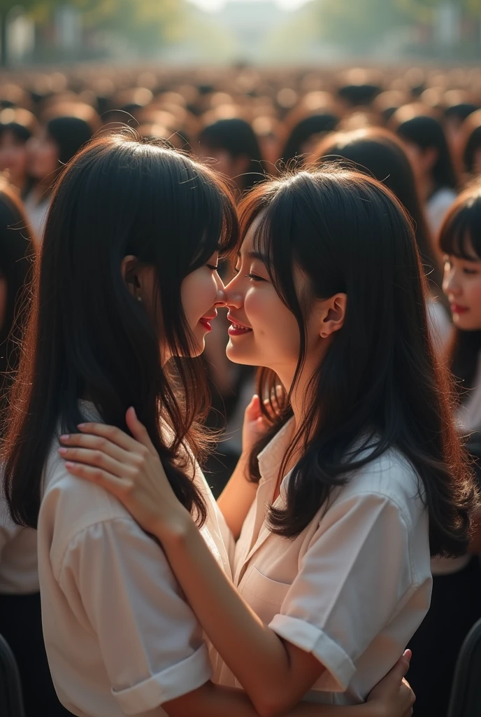 (Perfect Clone girls Photography Art), (16K, Highest quality, Ultra-high resolution, Unrealistic, A world of cloned girls multiplying, Real), (Japanese, Female college student, 20-year-old), (((((Small face, (((((Thick black hair, Semi-long hair)))))))))), ((Beautiful detailed girls, Accurate body structure, Very detailed body, ((((Big Breasts, J-Cup))), Emphasis on the fullness of a large chest))), ((Cute Smile, A gentle gaze)), (((((Happy laughter))))), (((((Very detailed, 1girl-cloning))))), (((100girls), (6+girls), multiple girls))), (((A very perfect depiction of a doppelganger))), (((Very detailed, Perfectly the same girl, The exact same smile, Perfect same hair, Perfect same clothes, Perfect same J-cup))), (((((clone girls only))))), ((10,000girls)), ((1,000,000girls)), ((1,000,000,000girls)), (greeting, hug, Chest to Chest, hug, sit), (Full cleavage, Pleasant conversation, Happy conversation, Staring at each other, spoil, Look next door, face to face, Daily conversation, Love story), (1,000,000,000,000,000,000girls), (1,000,000,000,000,000,000,000,000,000girls), ((The sight of the ultimate super-crowded, Super dense, Super crowded)), (Soft Light, look up from below, (((((Extremely detailed ultra-perspective depiction))))))