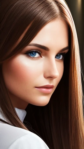 A beautiful German woman with a focus on her face. 