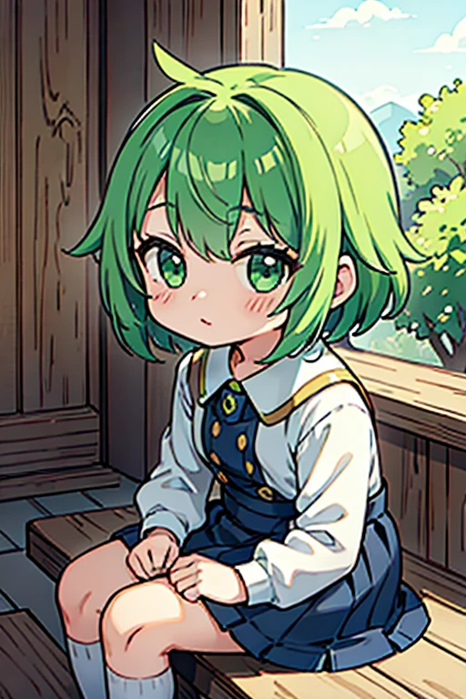 Little、Green Hair、cute、1girl