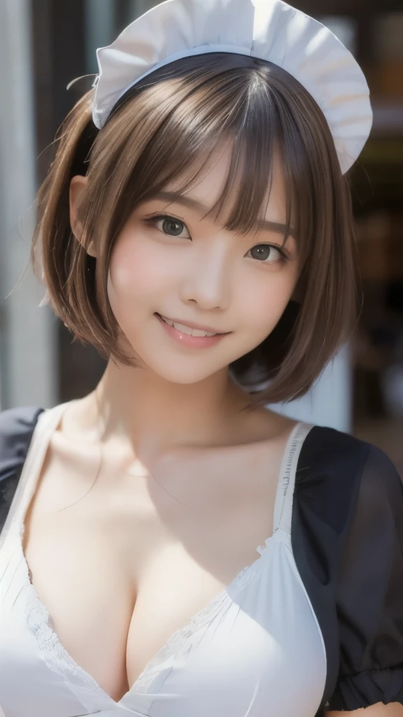 8k,Highest quality,(masterpiece:1.2),(Realistic),(Realistic:1.37),Ultra-high resolution,1 female college student,city,smile,Beautiful Eyes,(((Maid clothes))),Big Breasts,Perfect body,Perfect Fingers,Professional Lighting,gravure,Detailed face and skin texture,fine grain,RAW Photos
