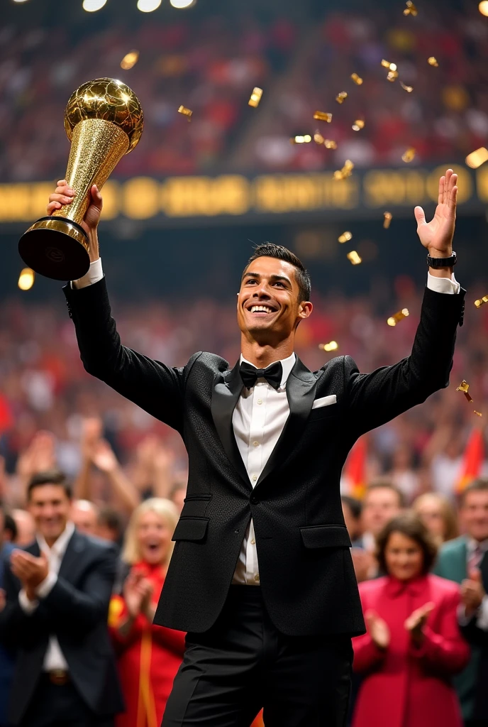 Cristiano Ronaldo geting the baloon d'or