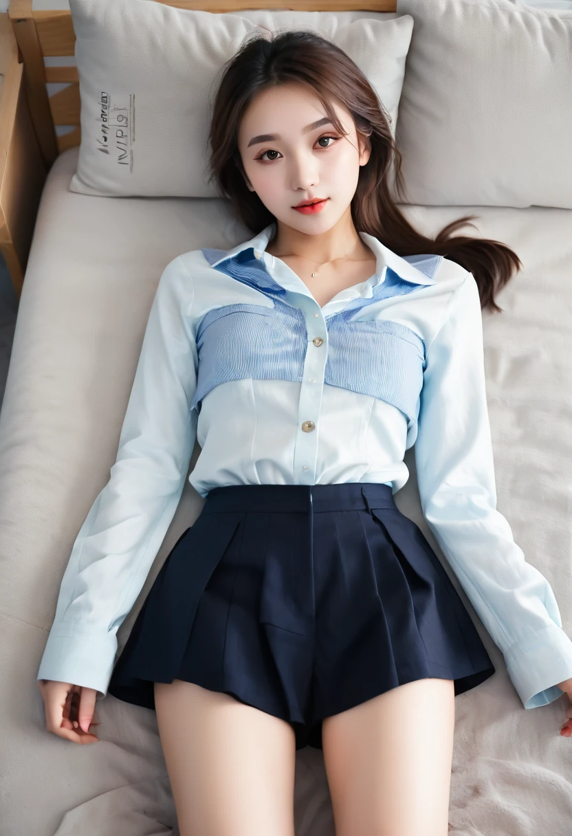 girl lying, self view, nice outfit