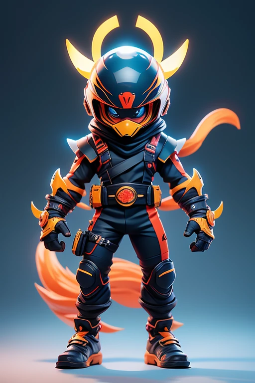 Create an image of a dog monster wearing a ninja suit., The body is transparent and can be seen through. The image is sharp and detailed., with beautiful colors.. With arms, leg, eyes, mouth, พื้นหลังสีlegว