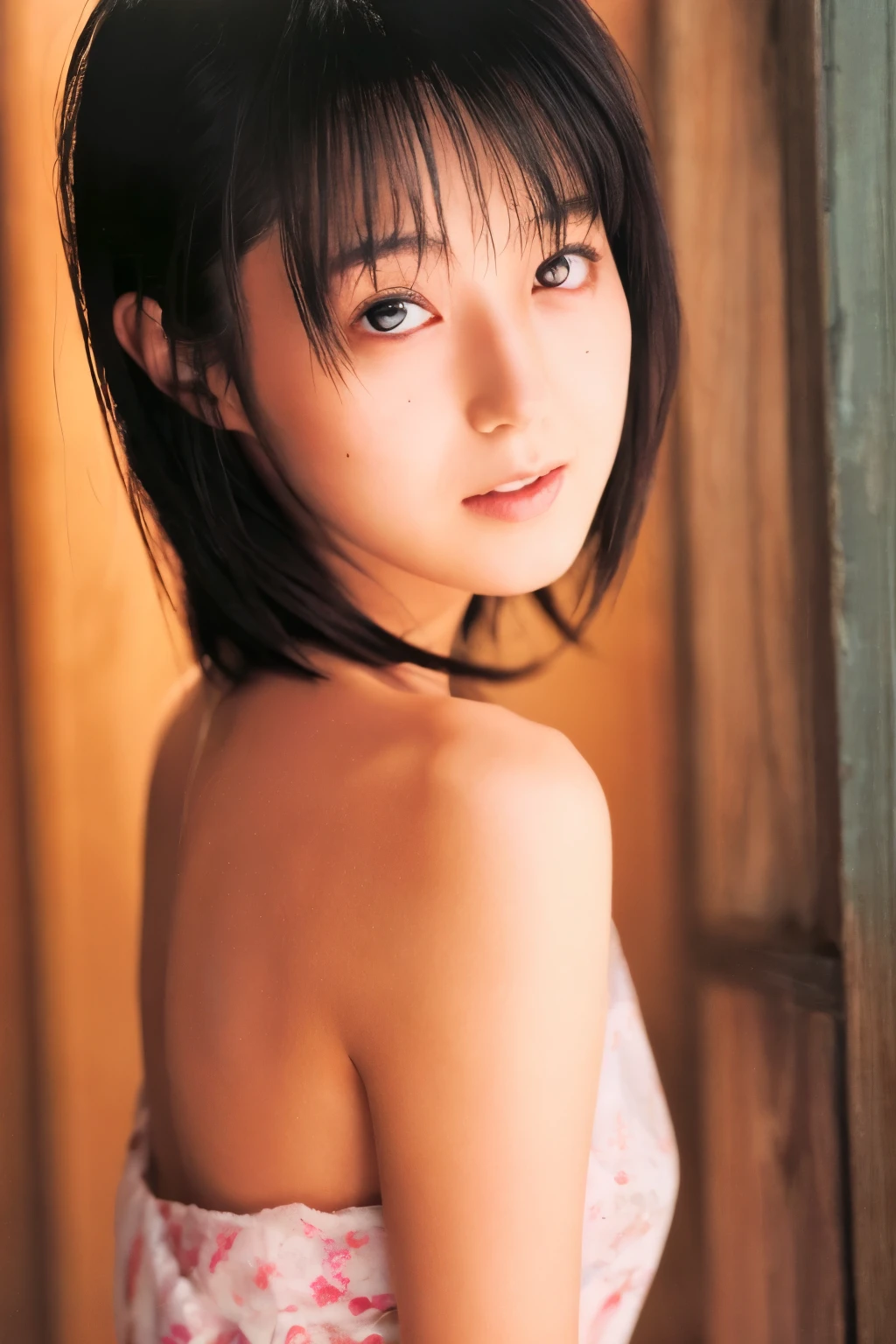 Masterpiece, Photogravure, High quality, High resolution, a photo captured the beautiful moment of a skinny Japanese woman, 24 years old, {long|short} hair, cute face, detailed face, detailed eyes, anatomically correct body