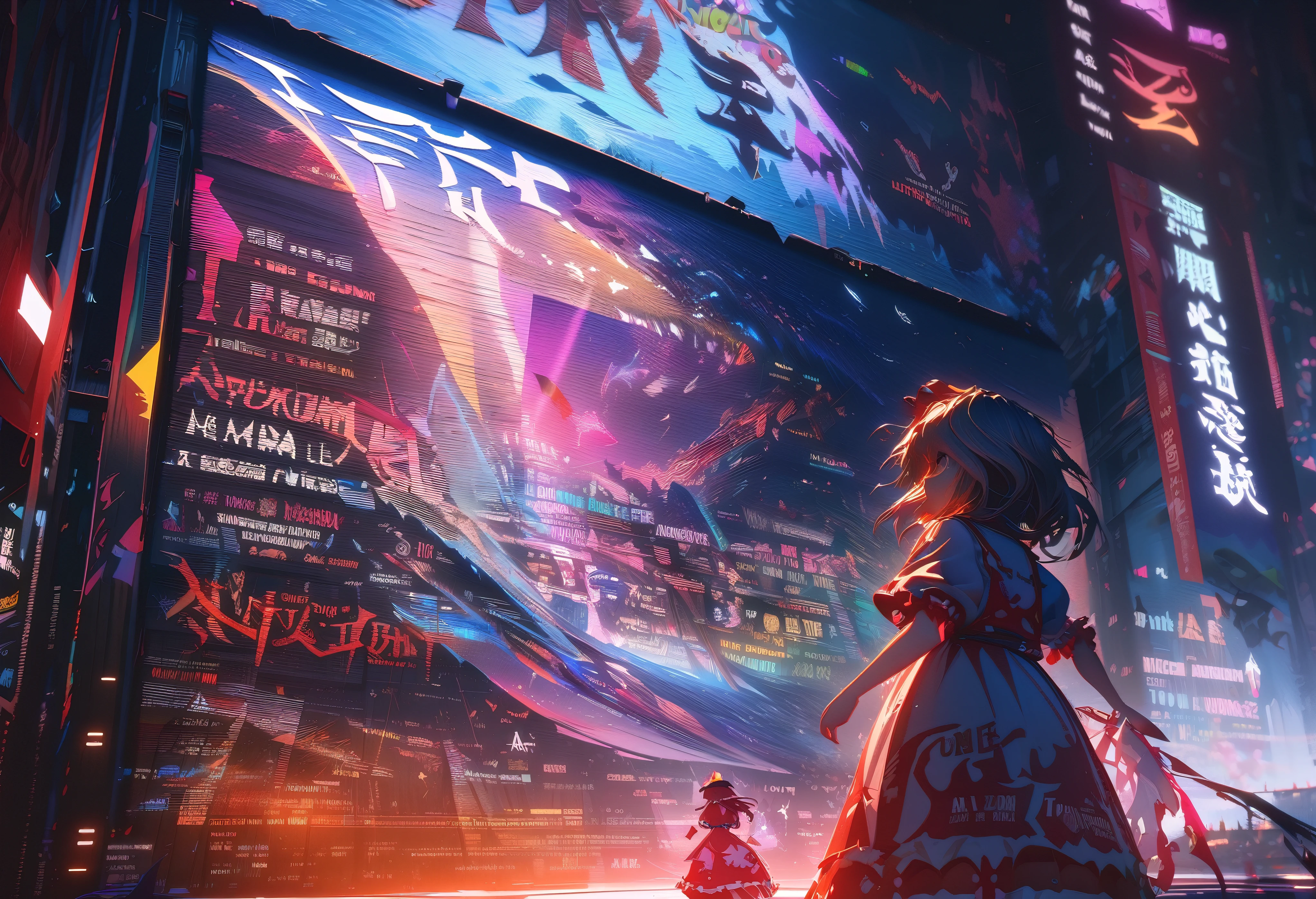 (an image of only nice artistic 2D anime letters that only says: “Touhou Project”), typography poster, from the (Touhou Project) universe, ultra detailed, 8k, masterpiece, cinematic lighting, vibrant colors, dramatic atmosphere, digital art