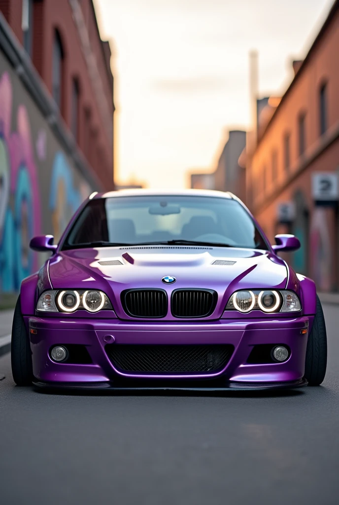 Bmw m4 purple with black wheels and a Persian naked girl