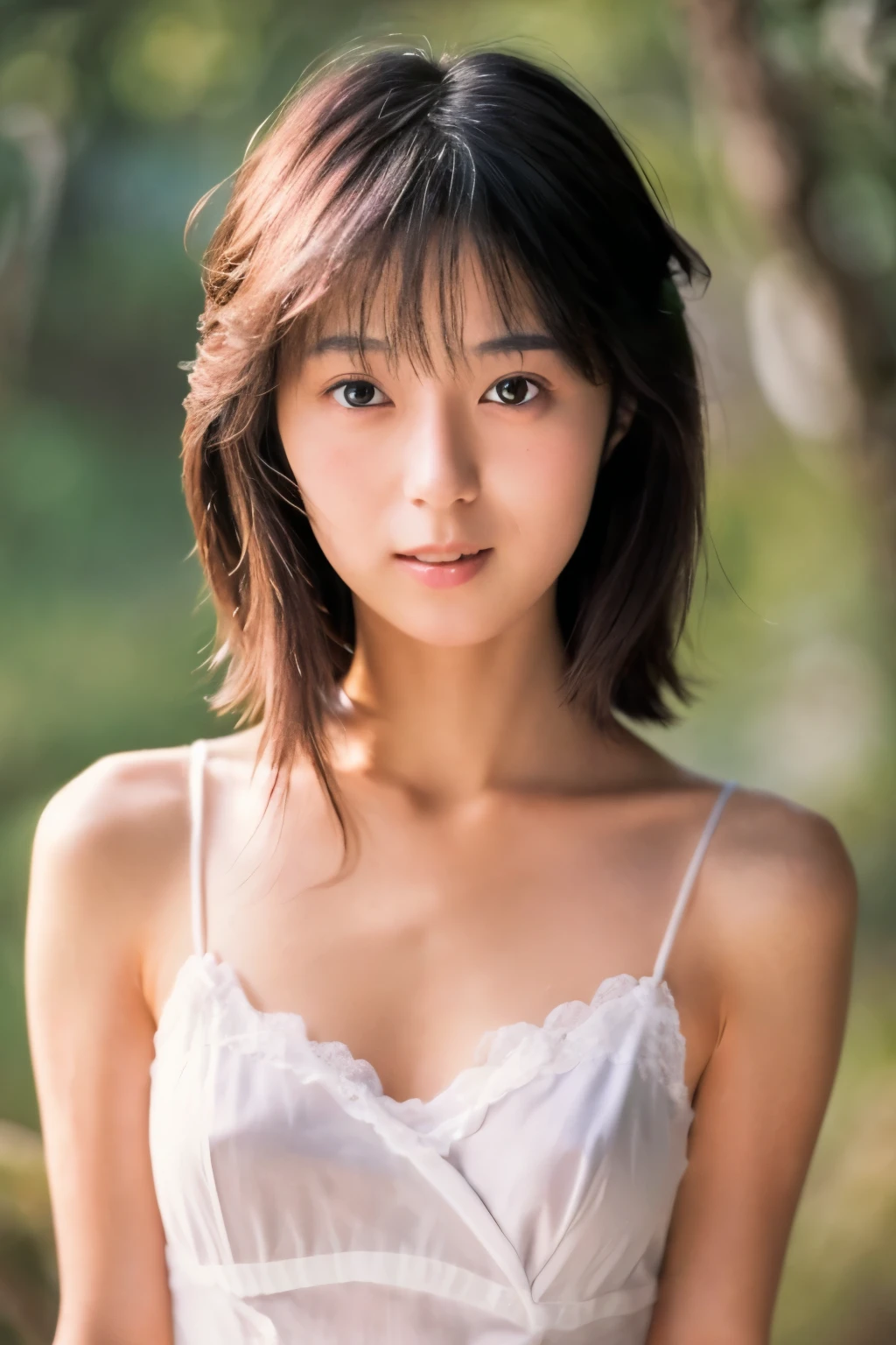 Masterpiece, Photogravure, High quality, High resolution, a photo captured the beautiful moment of a skinny Japanese woman, 24 years old, {long|short} hair, cute face, detailed face, detailed eyes, anatomically correct body