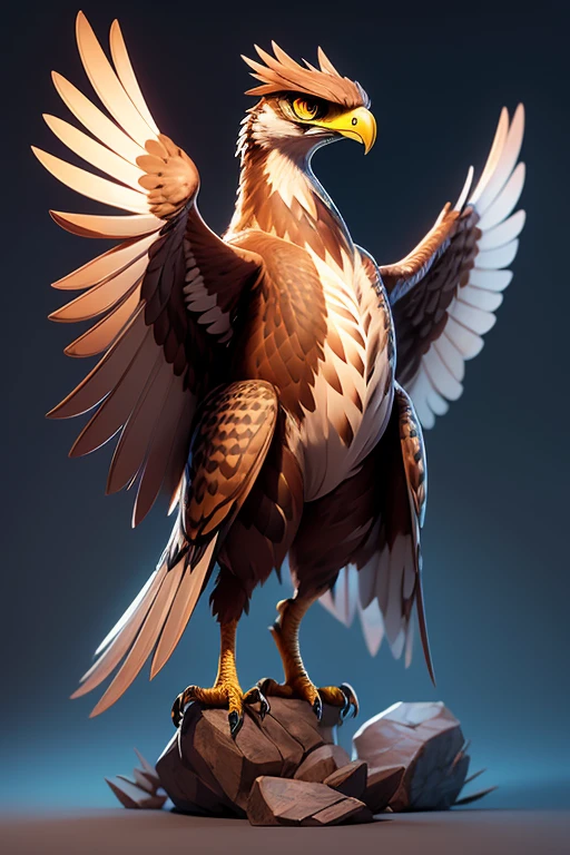 Create an image of a hawk monster wearing glasses, The body is transparent and can be seen through. The image is sharp and detailed., with beautiful colors.. With arms, leg, eyes, mouth, พื้นหลังสีlegว
