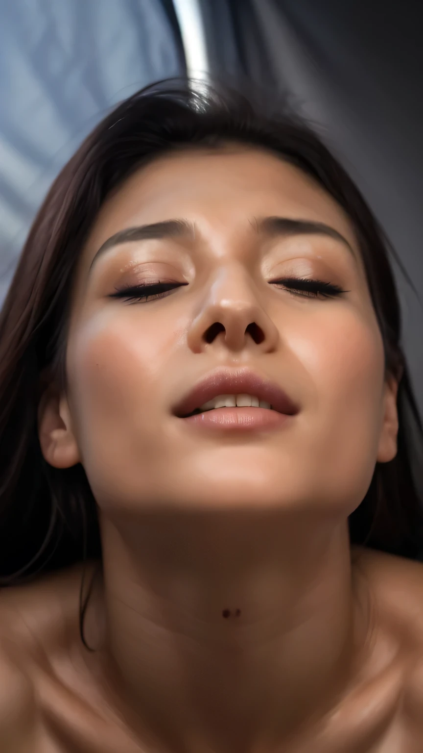 masutepiece,,award - winning photo, Extremely detailed, edgOrgasm,Face Focus, Face Close-up、Woman with mouth open and eyes closed , Woman with Edge _Face、30-years old、A dark-haired、??? News Anchor、Glossy skin、NSFW,large full breasts、Glossy skin、