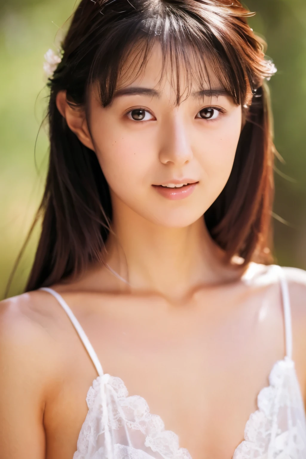 Japanese Idols,naked,whole body,Long Hair,Mature look,Sexy face,Enchanted face,Red cheeks,Great style,There is a kubire,Her clothes are rolled up above her chest