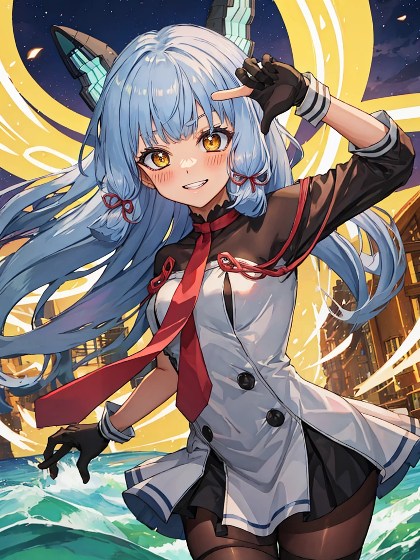 Portrait, official art, best masterpiece, best quality, best resolution, 8K, best detailed, perfect anatomy
BREAK
(bust up shot), finger frame, (Hair fluttering in the wind), facing to viewer,
BREAK
(smile), blush, happy, grin
BREAK
murakumo_kantaicollection, long_hair, hair_ribbon, ribbon, headgear, bangs, grey_hair, sidelocks, blunt_bangs, tress_ribbon, amber color, necktie, dress, gloves, sailor_dress, white_gloves, 1 gilr , solo, (small breasts:1.2)
BREAK
(night, midnight, darkness:1.3), (sea, on the sea, sky), dust, dust, light particles very fine and detailed 16KCG wallpapersrs