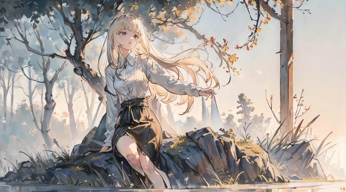 (Long Hair, bangs, Platinum Blonde Hair, profile:1.2),(Wear a cardigan over a collared shirt:1.2),1 person,Japanese,21 years old,(Small breasts:1.3),(Highest quality,masterpiece:1.3,超A high resolution,),(Ultra-detailed,Caustics),(Photorealistic:1.4,RAW shooting,)Ultra-Realistic Capture,Very detailed,High resolution 16K human skin close-up。 Natural skin texture、,Pores、、It needs to be detailed enough to be easily identifiable。 Skin should be even-toned and healthy looking。 Use natural light and colour, Sad expression, Looking at the camera, Perfect dynamic composition, Outdoor