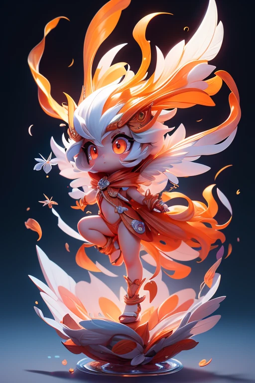Create a picture of a wind element monster, baby animal., The body is transparent and can be seen through. The image is sharp and detailed., with beautiful colors.. With arms, leg, eyes, mouth, พื้นหลังสีlegว