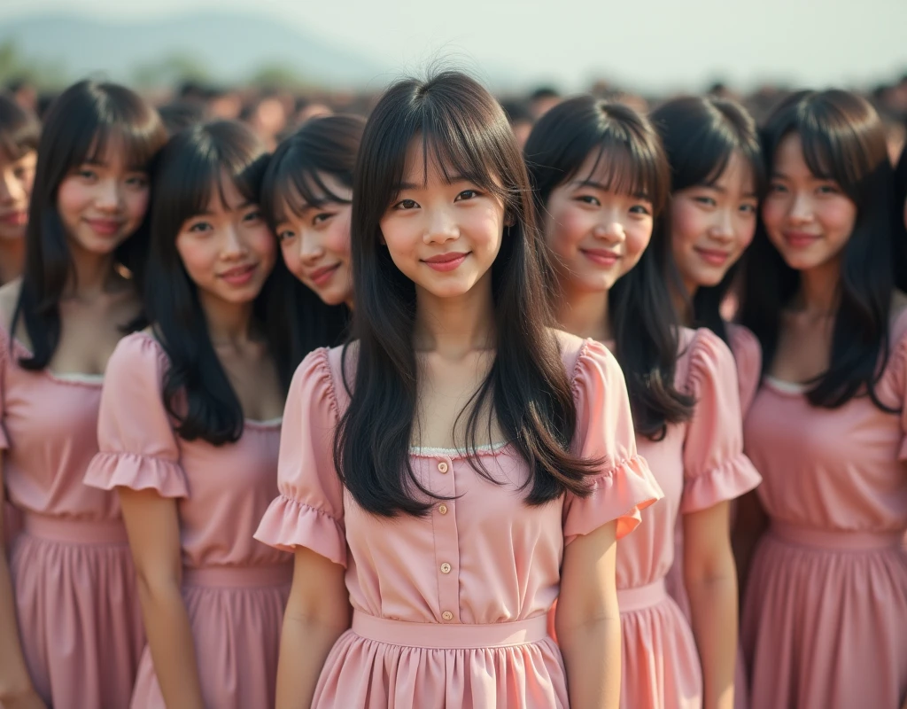 (Perfect Clone girls Photography Art), (16K, Highest quality, Ultra-high resolution, Unrealistic, A world of cloned girls multiplying, Real), (Japanese Girls, 26-year-old), (((((Small face, (((((Thick black hair, Semi-long hair)))))))))), ((Very beautiful detailed girls, Accurate body structure, Very detailed body, (((((Big Breasts, H-Cup))))), ((Emphasis on the fullness of a large chest)), (((Pale pink dress))), ((Dark Eyes, Baby Face, Cute Smile, A gentle gaze)), (((((Happy laughter))))), (((((Very detailed, 1girl-1,000,000cloning))))), (((100girls), (6+girls), multiple girls))), (((((Very detailed depiction of the other self, Perfectly the same girl, The exact same smile, Perfect same hair, Perfect same clothes, Perfect same H-cup))))), (((((clone girls only))))), ((10,000girls)), ((1,000,000girls)), ((1,000,000,000girls)), (greeting, hug, Chest to Chest, hug, Cuddly love), ((Pleasant conversation, Happy conversation, Staring at each other, spoil, Look next door, face to face, Daily conversation, Fun love story)), ((1,000,000,000,000,000,000girls)), ((1,000,000,000,000,000,000,000,000,000girls)), ((The sight of the ultimate super-crowded, Abnormal extreme crowding, Very extremely crowded)), (Soft Light, super wide view, (((((Extremely detailed ultra-perspective depiction, height difference)))))), (((Subject depth extremely shallow))), Aperture-priority - F22