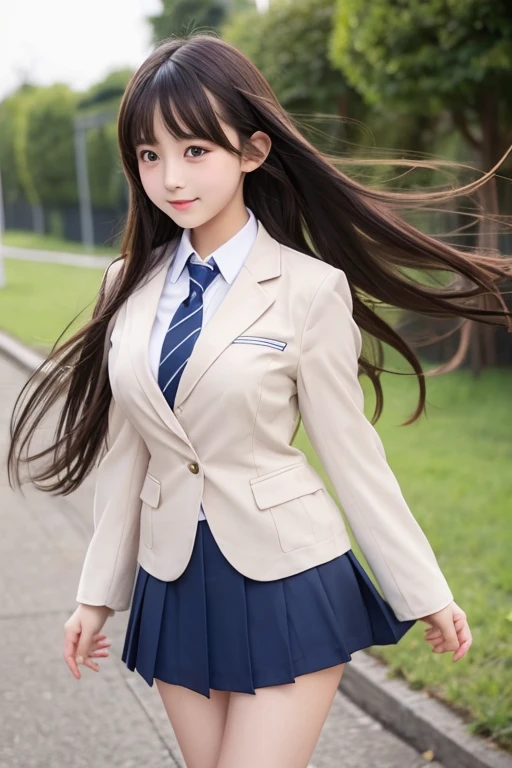 cute､high school girl､uniform､blazer､mini skirt､See-through､Fluttering in the wind