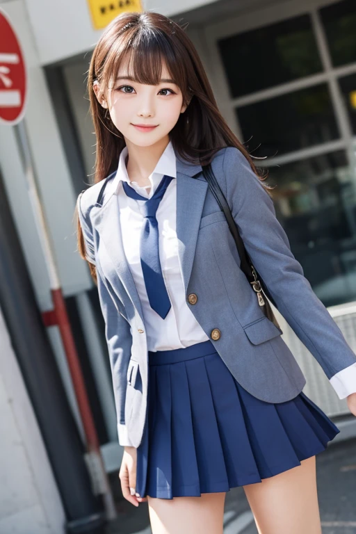 cute、high school girl、uniform、blazer、mini skirt、See-through、Fluttering in the wind
