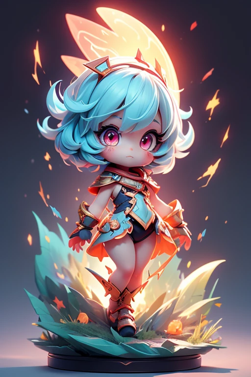 Create a cute monster chick image with lightning element., The body is transparent and can be seen through. The image is sharp and detailed., with beautiful colors.. With arms, leg, eyes, mouth, พื้นหลังสีlegว