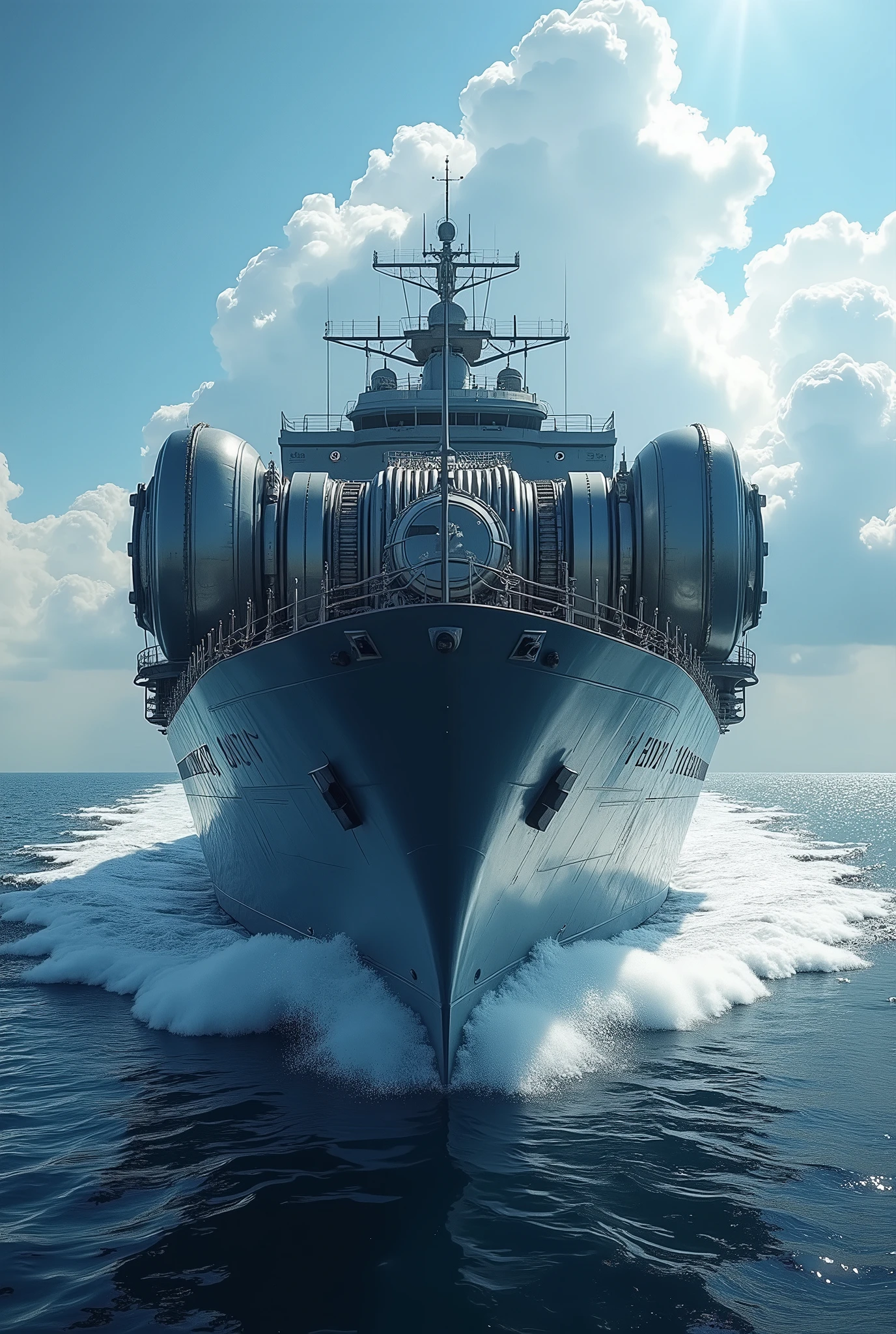 image of a ship's engine maintaining speed and direction due to principle of dynamic
