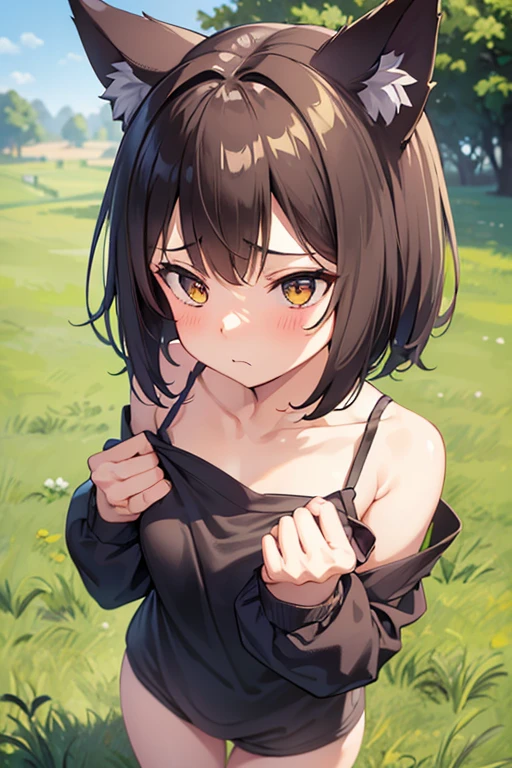 (best quality:1.2),mastery,1girl, Mavis Dracula,detailed eyes and lips,smiling,dark garden background,lush greenery,black mini dress,fit body,thick thighs,tied with ropes,tears, huge ass, big breasts, head grab, suggestive, blush, nsfw, ahegao