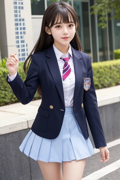 cute、high school girl、Idol、uniform、blazer、mini skirt、See-through、Fluttering in the wind