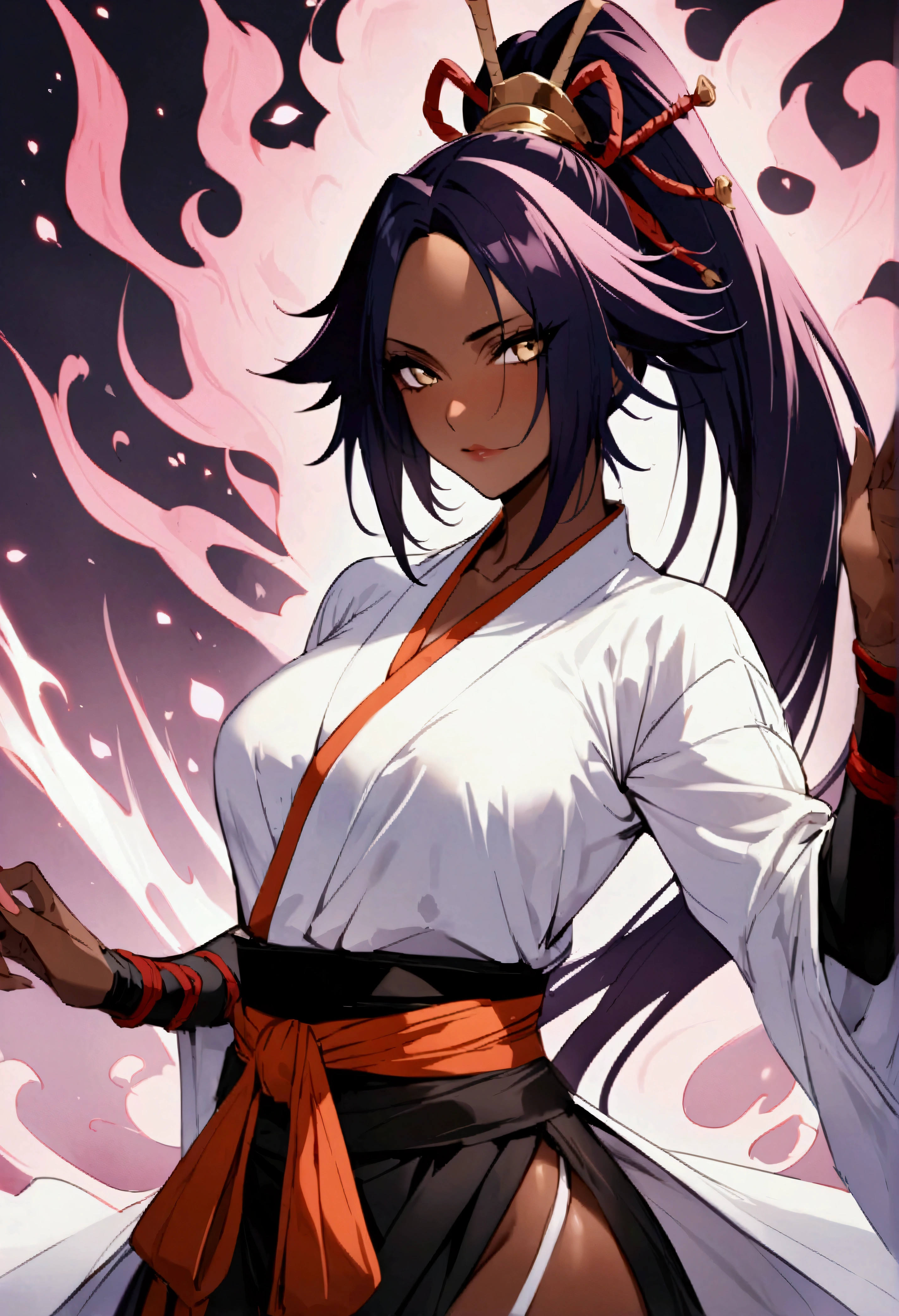 Highest quality、Masterpiece、Super detailed、Yoruichi\(Bleach\),Samurai Fashion