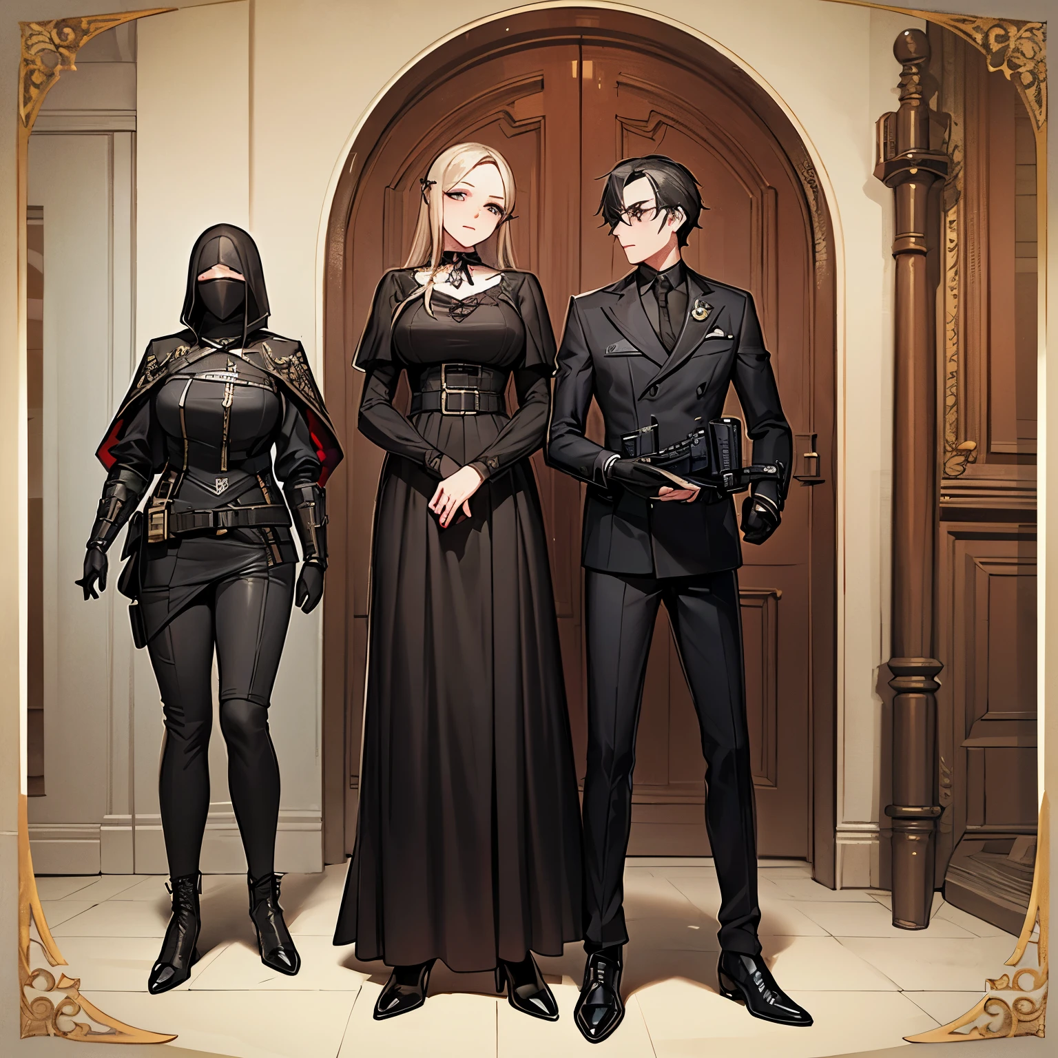 Tactical knight, light armor, tactical equipment, tactical straps, leather equipment, tactical accessories, knight accessories, 1girl, medieval background, tactical armored boots, knife sheath equipment, 1girl, full body, spy suit, gothic costume, elegant style, steampunk reference, palace dance salon, baroque details, hidden spy weapons, spy equipment hidden in clothes, gothic punk victorian elegant clothing, correas tácticas ocultas, spy girl, tactical spy equipment, dress, detail face, skinny body, e-girl