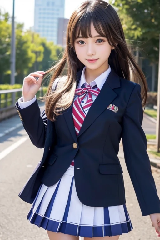 cute、high school girl、Idol、uniform、blazer、mini skirt、See-through、Fluttering in the wind